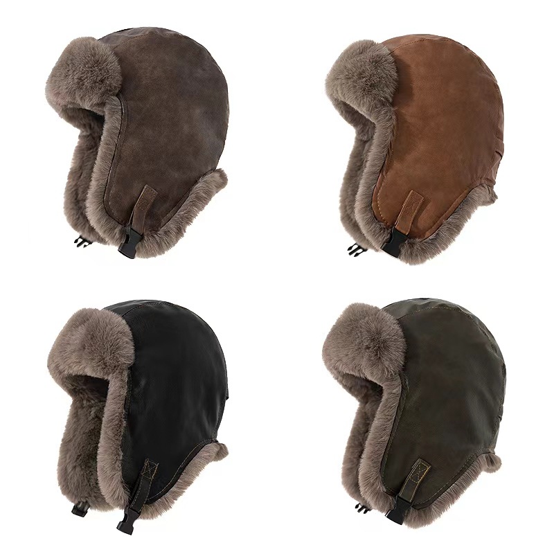 1pcs Men's Winter Retro leathe - Trapper Hat Ear Flap recension och pris