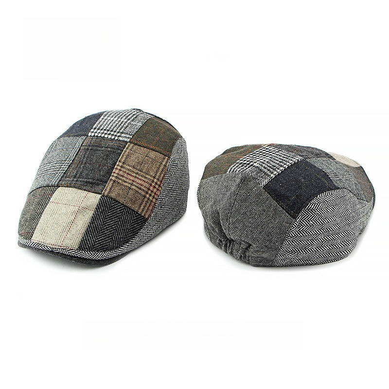 1pc Men Patchwork Tweed Flat C - Newsboy Cap Ivy recension och pris
